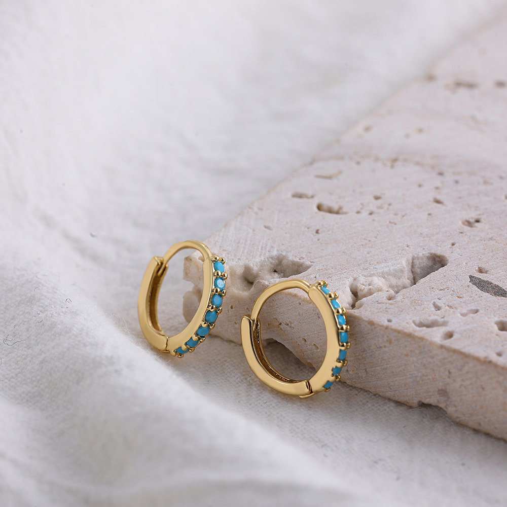 Fashion Geometric Stainless Steel Earrings Plating Inlay Turquoise Zircon Stainless Steel Earrings 1