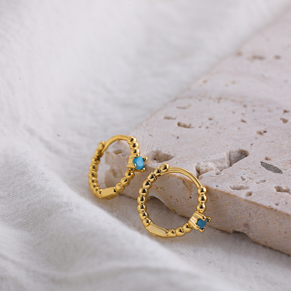 Fashion Geometric Stainless Steel Earrings Plating Inlay Turquoise Zircon Stainless Steel Earrings 1