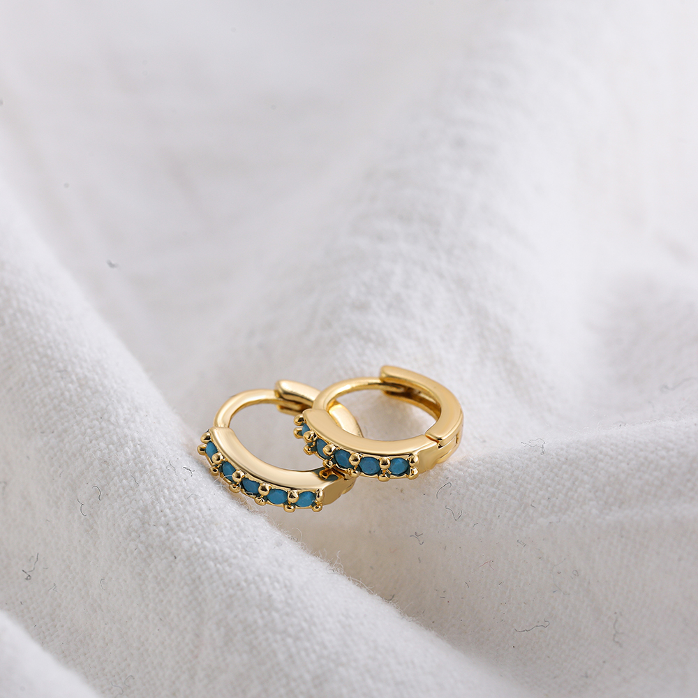 Fashion Geometric Stainless Steel Earrings Plating Inlay Turquoise Zircon Stainless Steel Earrings 1