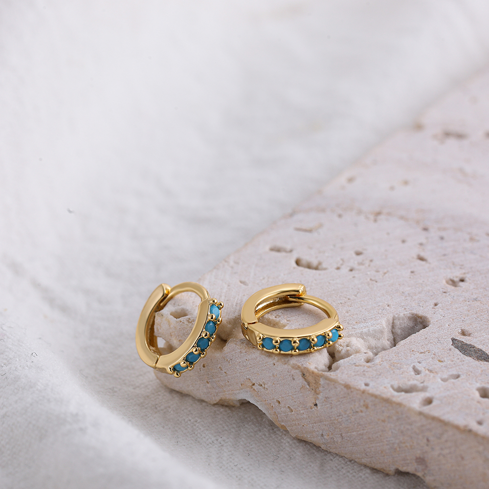 Fashion Geometric Stainless Steel Earrings Plating Inlay Turquoise Zircon Stainless Steel Earrings 1