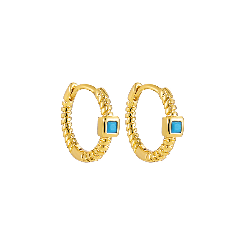 Fashion Geometric Stainless Steel Earrings Plating Inlay Turquoise Zircon Stainless Steel Earrings 1