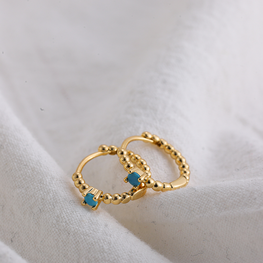 Fashion Geometric Stainless Steel Earrings Plating Inlay Turquoise Zircon Stainless Steel Earrings 1