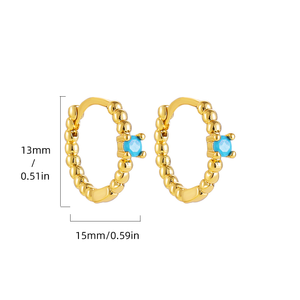Fashion Geometric Stainless Steel Earrings Plating Inlay Turquoise Zircon Stainless Steel Earrings 1