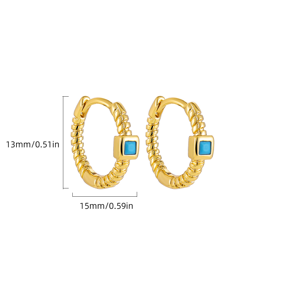 Fashion Geometric Stainless Steel Earrings Plating Inlay Turquoise Zircon Stainless Steel Earrings 1