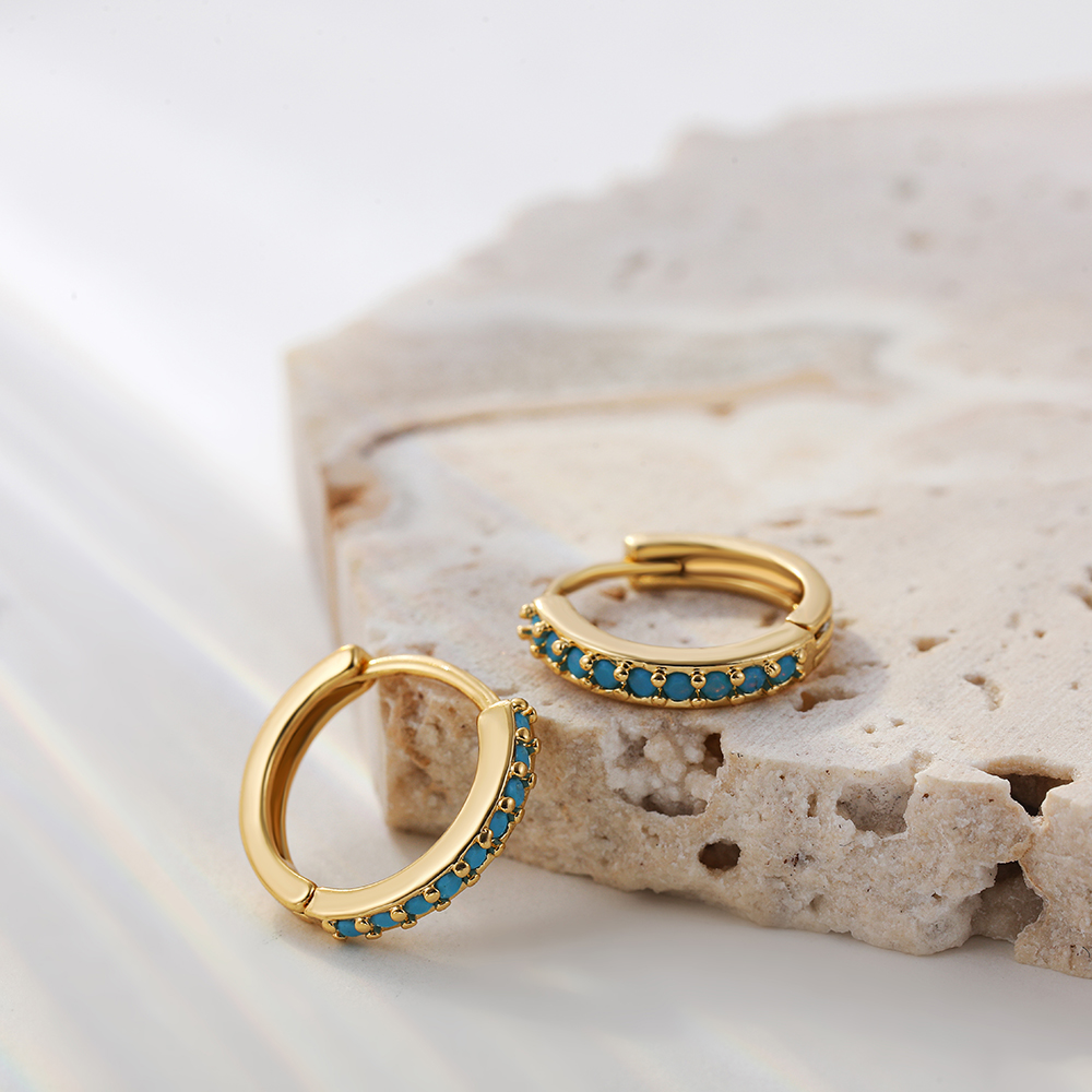 Fashion Geometric Stainless Steel Earrings Plating Inlay Turquoise Zircon Stainless Steel Earrings 1