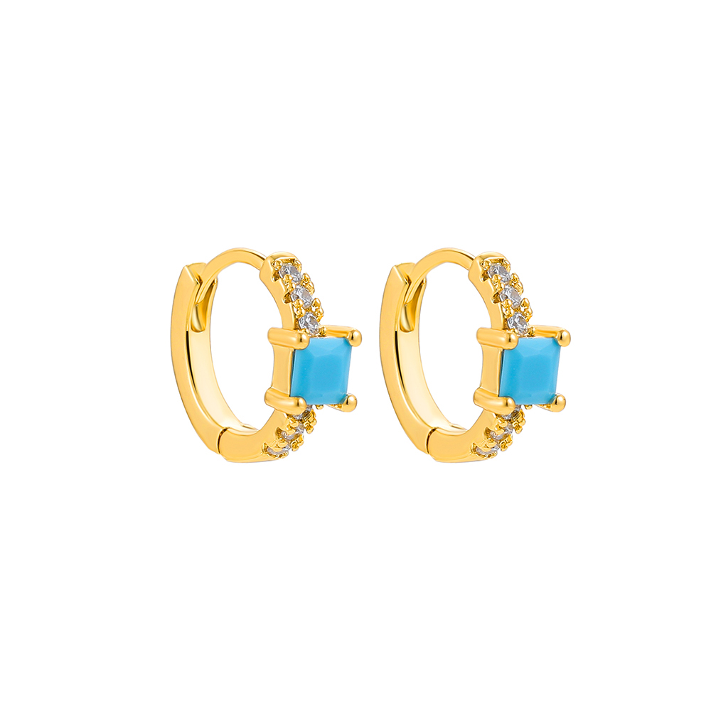Fashion Geometric Stainless Steel Earrings Plating Inlay Turquoise Zircon Stainless Steel Earrings 1