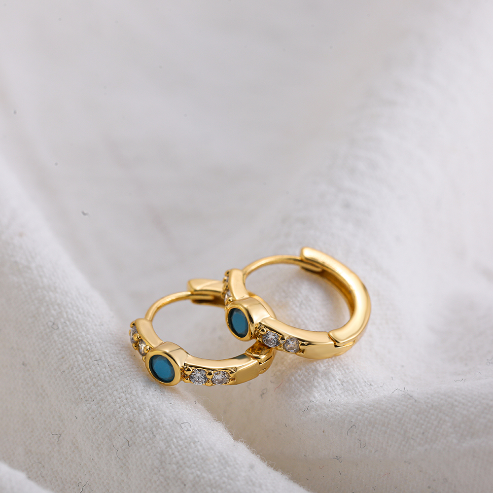 Fashion Geometric Stainless Steel Earrings Plating Inlay Turquoise Zircon Stainless Steel Earrings 1
