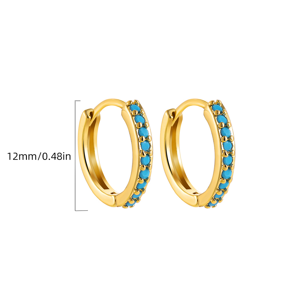 Fashion Geometric Stainless Steel Earrings Plating Inlay Turquoise Zircon Stainless Steel Earrings 1