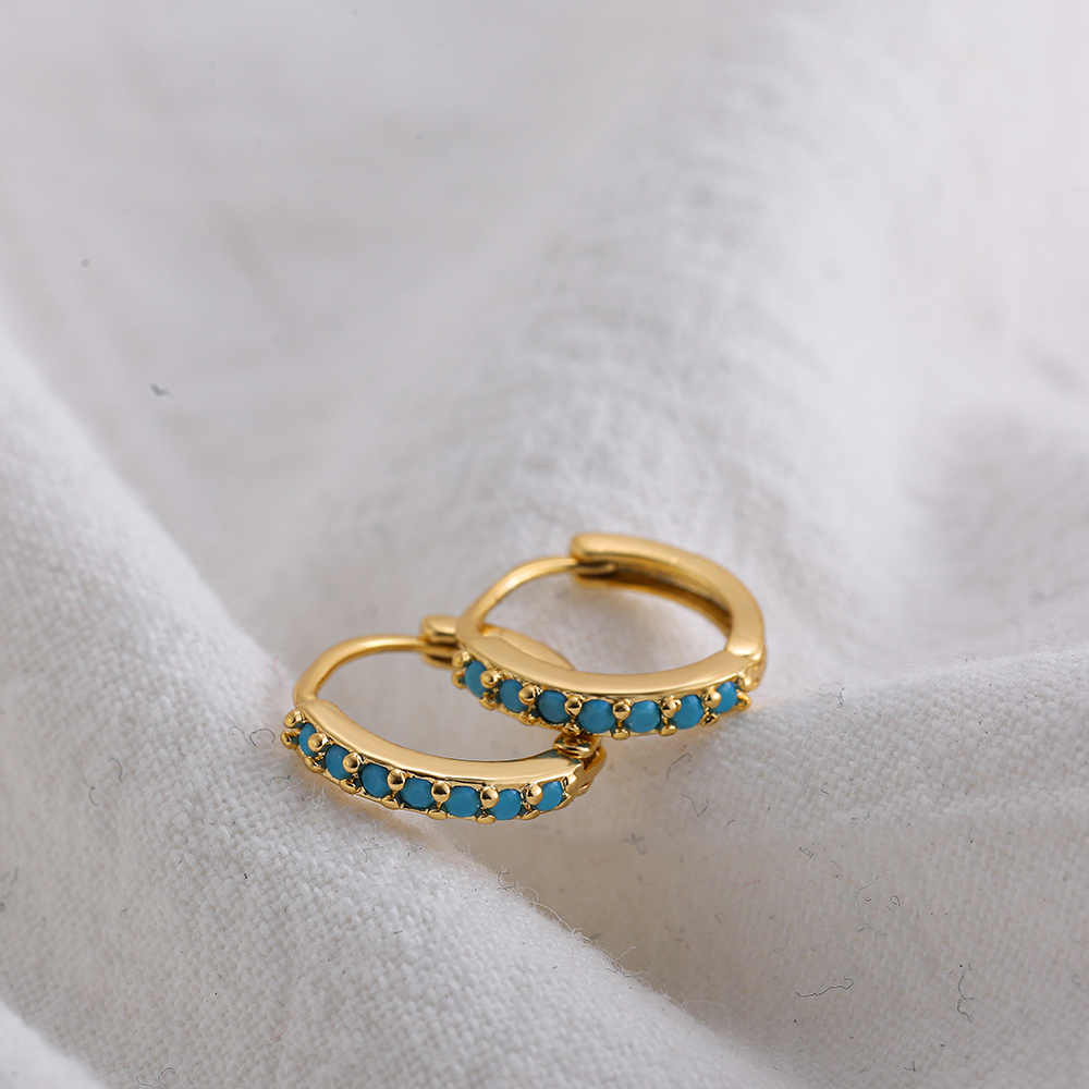 Fashion Geometric Stainless Steel Earrings Plating Inlay Turquoise Zircon Stainless Steel Earrings 1