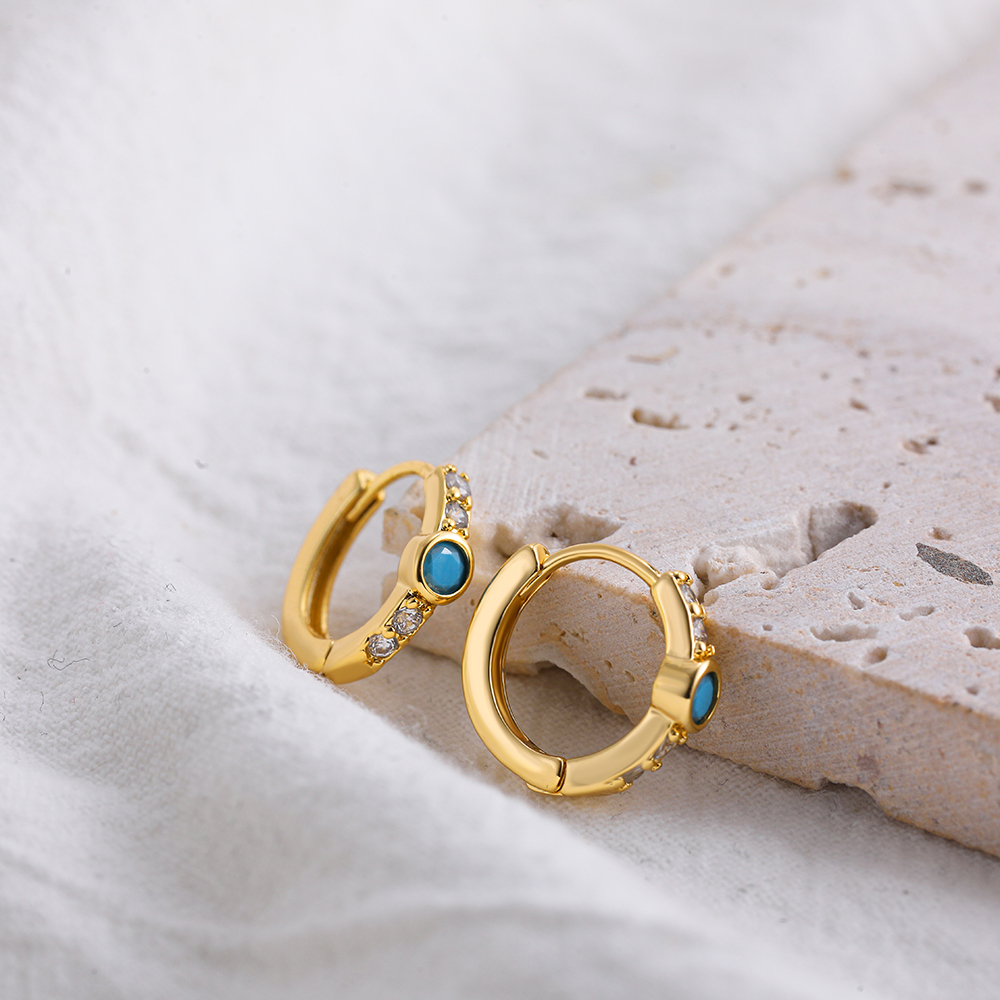 Fashion Geometric Stainless Steel Earrings Plating Inlay Turquoise Zircon Stainless Steel Earrings 1