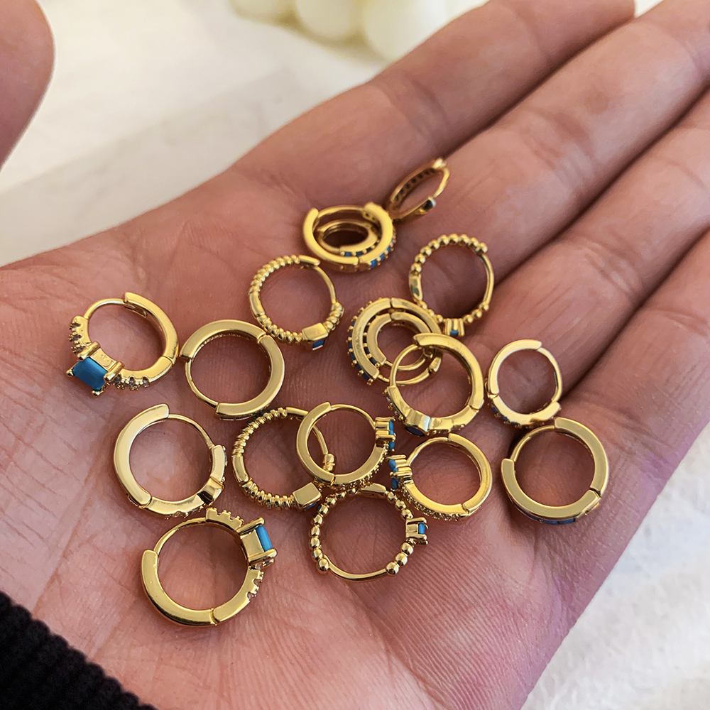 Fashion Geometric Stainless Steel Earrings Plating Inlay Turquoise Zircon Stainless Steel Earrings 1