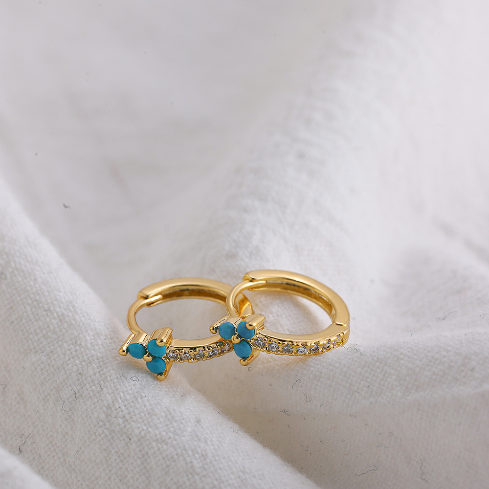 Fashion Geometric Stainless Steel Earrings Plating Inlay Turquoise Zircon Stainless Steel Earrings 1
