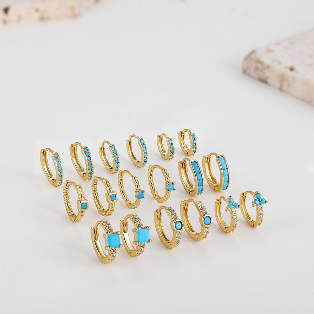 Fashion Geometric Stainless Steel Earrings Plating Inlay Turquoise Zircon Stainless Steel Earrings 1