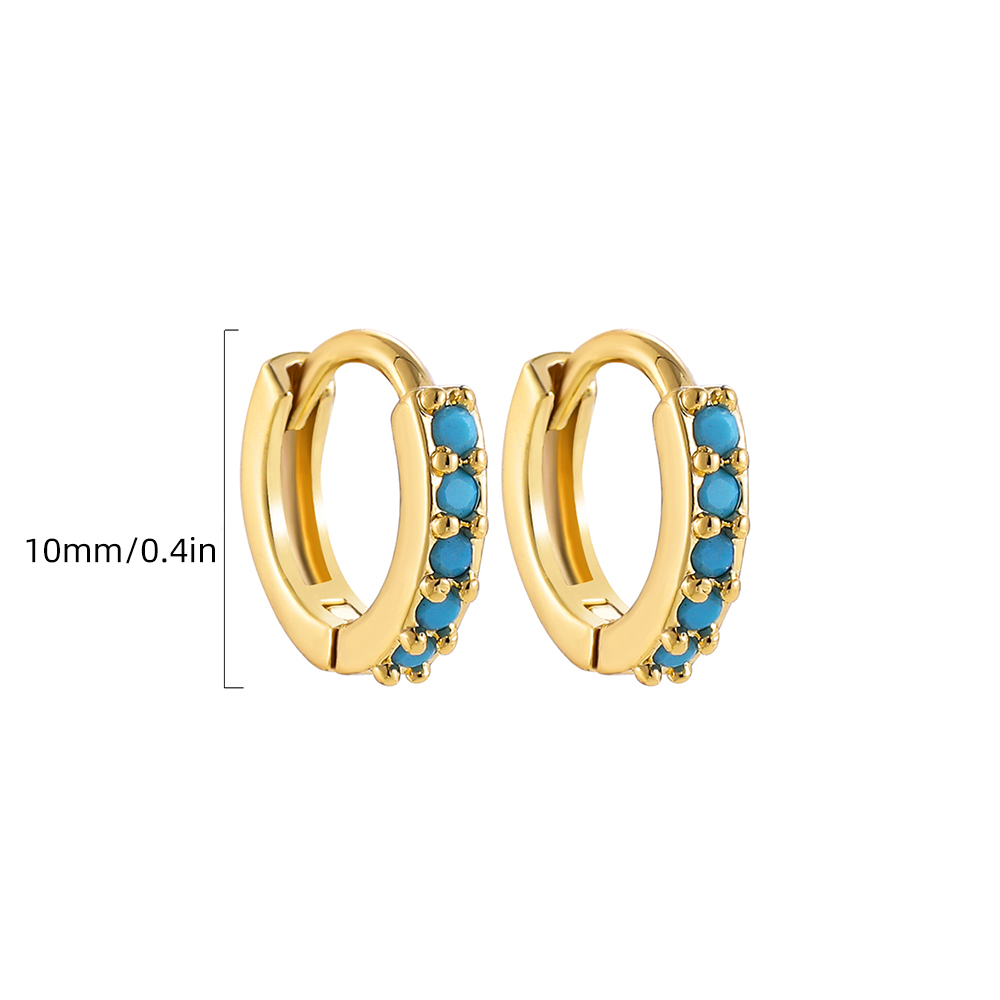 Fashion Geometric Stainless Steel Earrings Plating Inlay Turquoise Zircon Stainless Steel Earrings 1