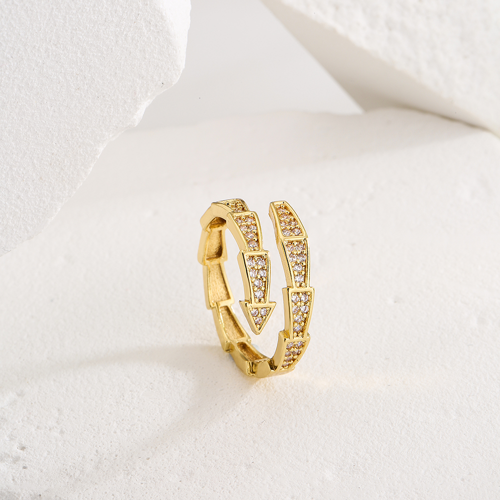 Fashion Geometric Copper Open Ring Gold Plated Zircon Copper Rings