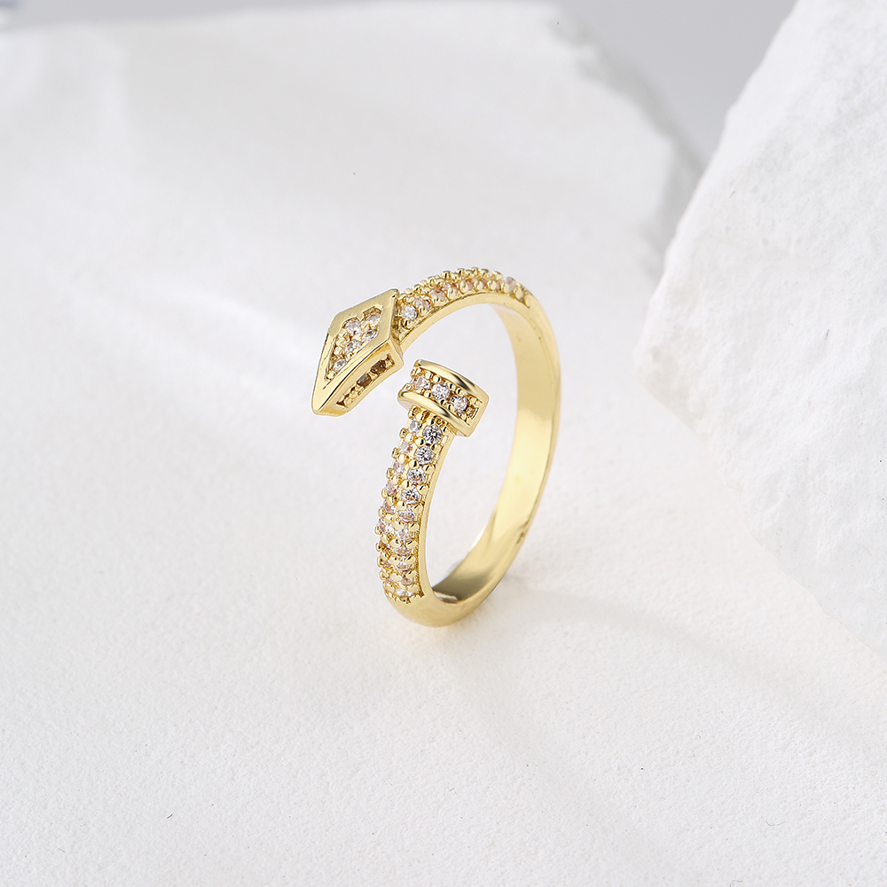 Fashion Geometric Copper Open Ring Gold Plated Zircon Copper Rings