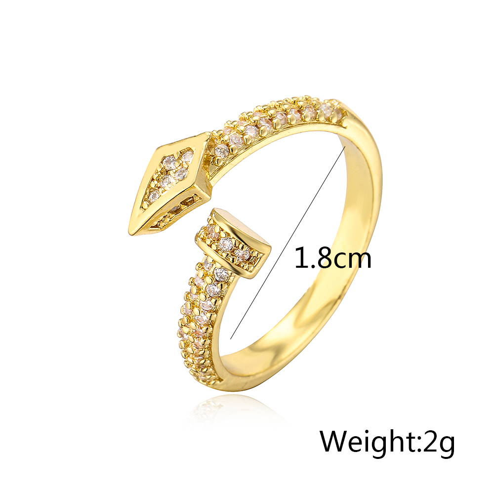 Fashion Geometric Copper Open Ring Gold Plated Zircon Copper Rings