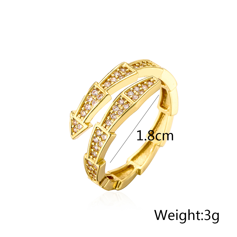 Fashion Geometric Copper Open Ring Gold Plated Zircon Copper Rings