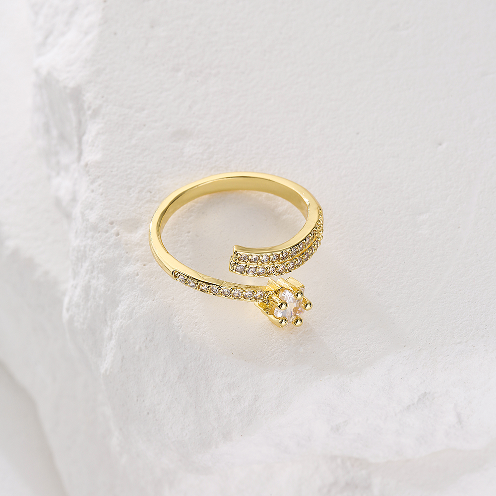 Fashion Geometric Copper Open Ring Gold Plated Zircon Copper Rings