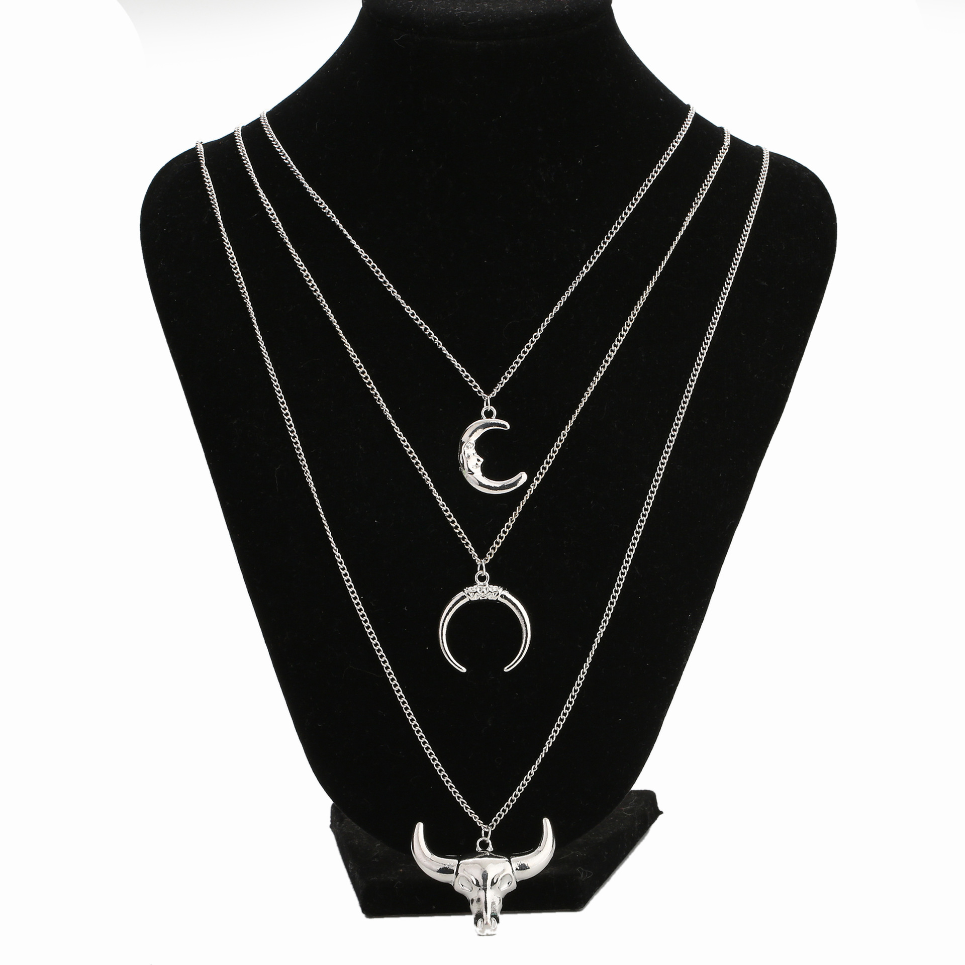 Cool Style Moon Cattle Alloy Plating Layered Necklaces 1 Piece