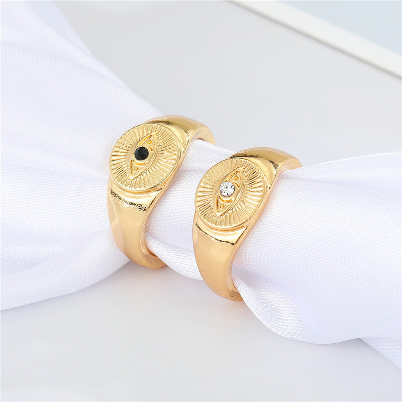 retro simple alloy dot diamond devilu0027s eye ring female round eye opening ring cross-border jewel