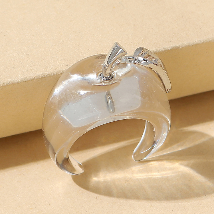 Korean style tranparent apple open ring wholesale nihaojewelry