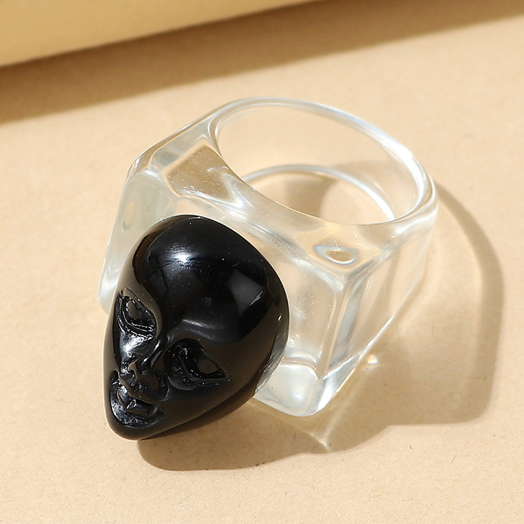 French transparent personality creative head resin ring