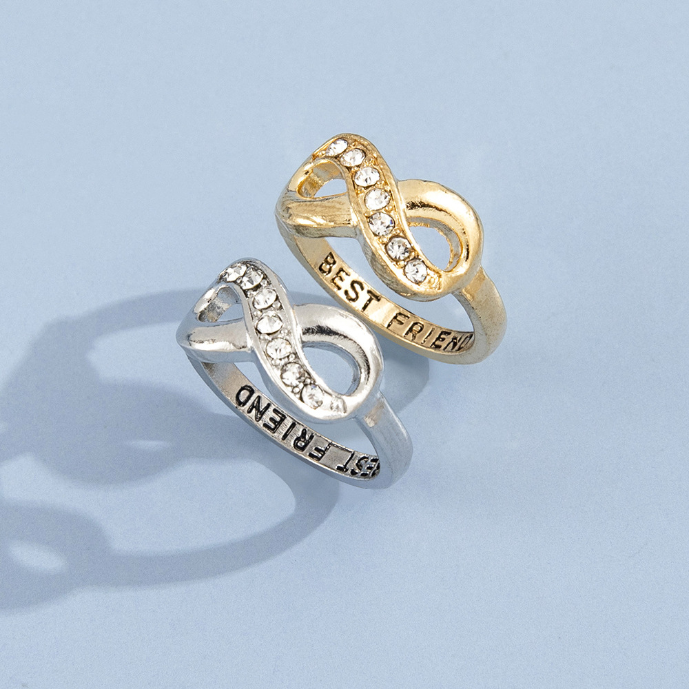 Fashion simple retro letter pair alloy ring men and women