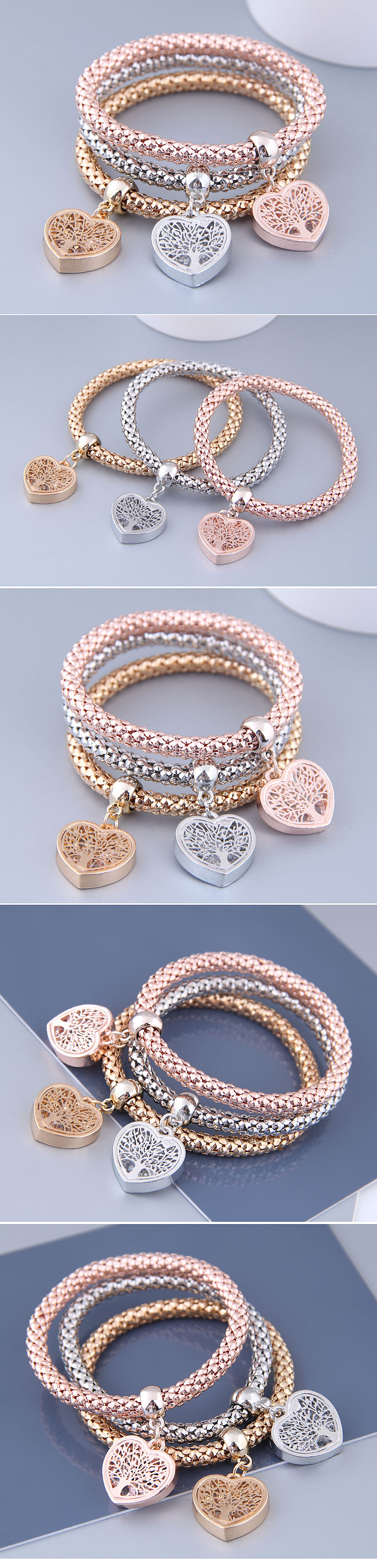 European and American fashion simple three-color love pendant three-color corn chain multi-layer bra