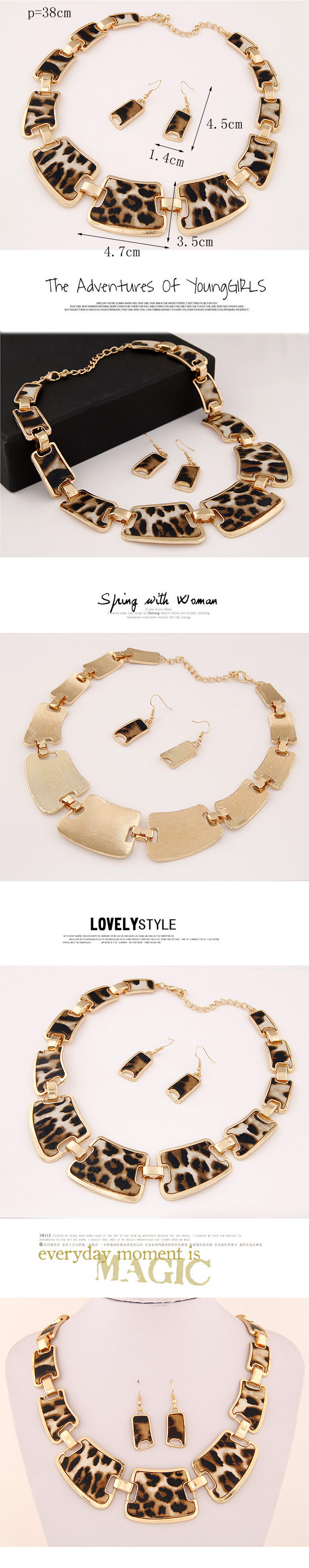 European and American fashion metal leopard versatile geometric temperament exaggerated collar neckl