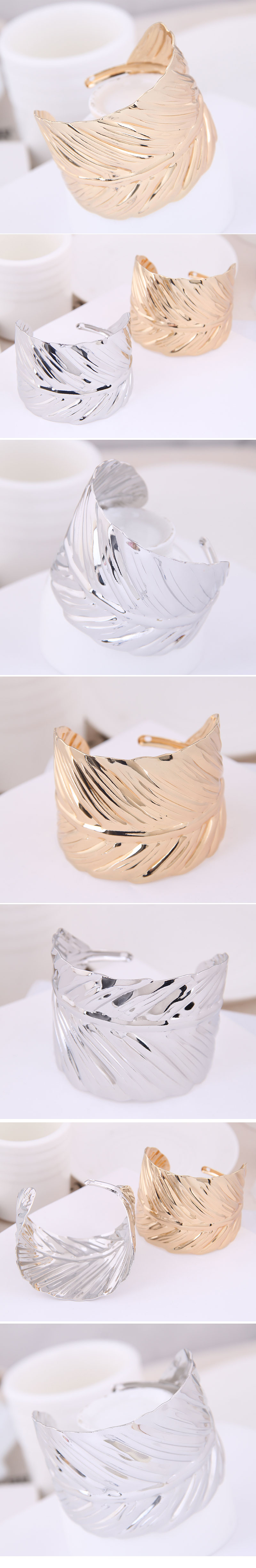 Fashion bracelet metal simple leaf personality open bracelet