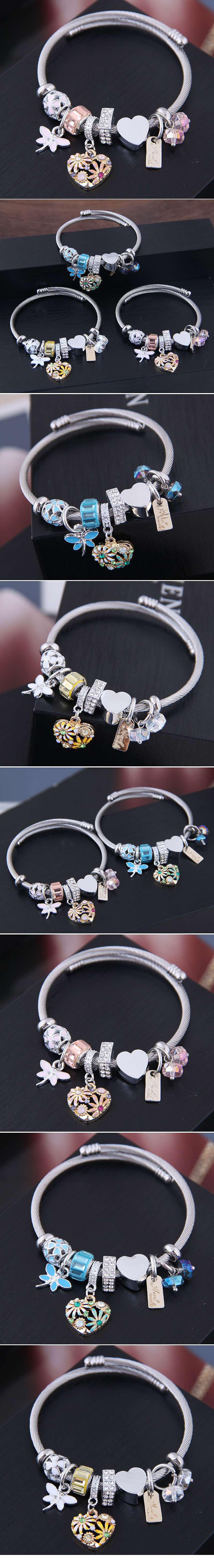 Fashion metal wild simple love pendant multi-element accessories bracelet