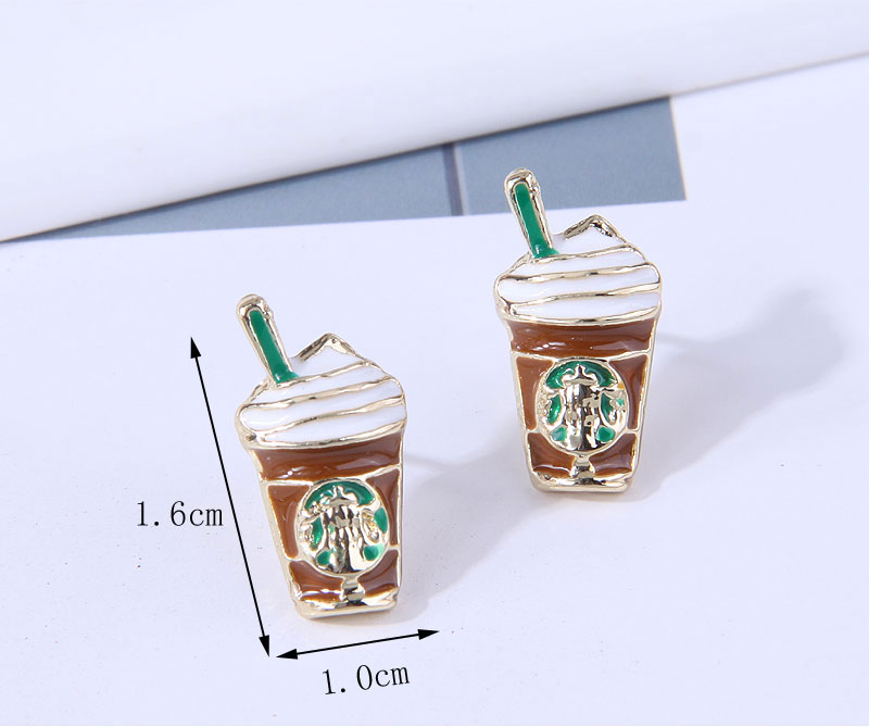 925 Silver Needle Delicate Korean Fashion Sweet OL Simple Milk Tea Cup Personality Earrings